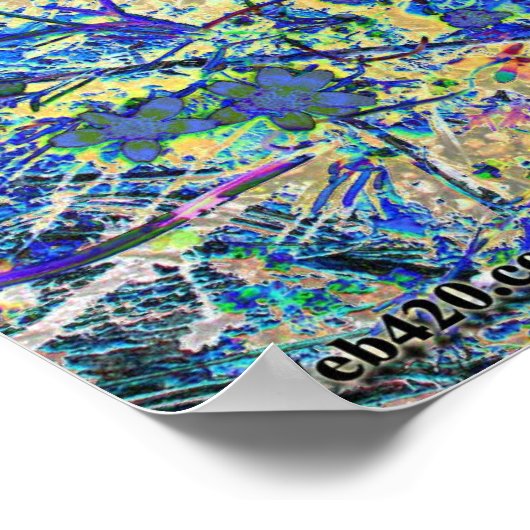 blaues Gras und Blume Poster (Ecke)