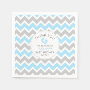 Blaues Grau-Baby-Duschendekor, modernes Zickzack Serviette