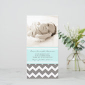 Blaues Grau danken Ihnen Baby-Duschen-Foto-Karten Dankeskarte (Stehend Vorderseite)