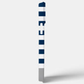 Blaues, grau gestreiftes Muster Moderner Name Case-Mate iPhone Hülle (Rückseite / Rechts)