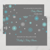 Blaues Grau-Schnee-Weihnachtsbrauch-Babyparty Einladung (Vorne/Hinten)