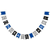 Blaues Grau-Schwarz-Glückwünsche Wimpelkette (Alle)