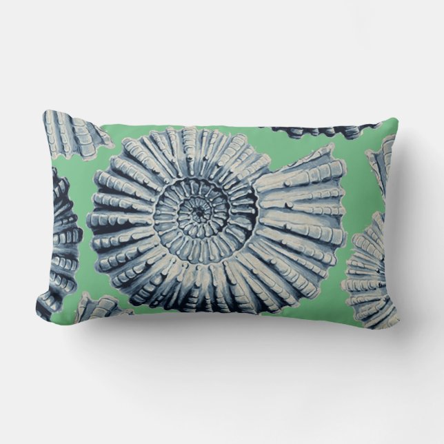 Blaues Grau-Spiraleseashells-Meergrün Lendenkissen (Vorderseite)