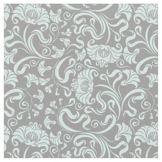 Blaues Grau-Vintages Blumenmuster-Gewebe Stoff (Nahaufnahme)