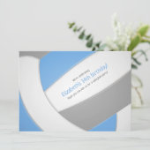 Blaues graues Volleyball-Kindergeburtstag-Party Einladung (Stehend Vorderseite)