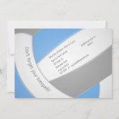 Blaues graues Volleyball-Kindergeburtstag-Party Einladung (Rückseite)