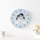 Blaues Graupenguin-Kinderzimmer-Dekor-Wand-Uhr Große Wanduhr (Zuhause)