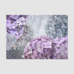 Blaues GrauVintages Blumenhydrangea-Blumenmuster Seidenpapier