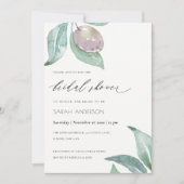 BLAUES GREEN WATERCOLOR FOLIAGE OLIVENBRAUTPARTY EINLADUNG (Vorderseite)