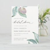 BLAUES GREEN WATERCOLOR FOLIAGE OLIVENBRAUTPARTY EINLADUNG (Stehend Vorderseite)