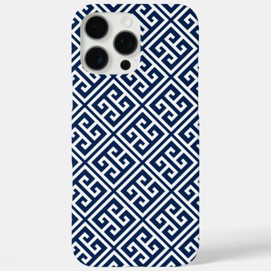 Blaues griechisches Schlüsselmuster Case-Mate iPhone Hülle (Rückseite)