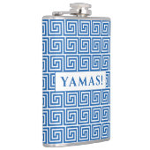 Blaues griechisches Schlüsselmuster Flachmann (Rechts)