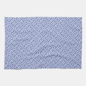 Blaues griechisches Schlüsselmuster Handtuch (Horizontal)