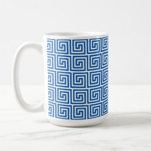 Blaues griechisches Schlüsselmuster Kaffeetasse