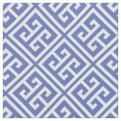 Blaues griechisches Schlüsselmuster Stoff (Nahaufnahme)