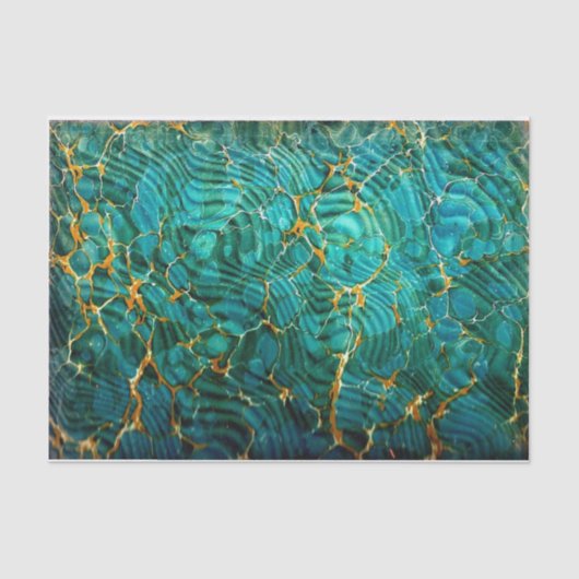 Blaues Grün-abstraktes Marmorseidenpapier Seidenpapier (Vorderseite)