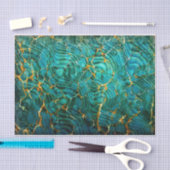 Blaues Grün-abstraktes Marmorseidenpapier Seidenpapier (Handwerk)