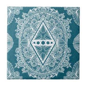 Blaues Grün-Alter des Weckens, Böhme, newage Fliese