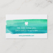 Blaues Grün-Aquarell-Zahnarzt-Visitenkarten Visitenkarte (Rückseite)
