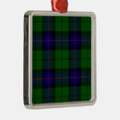 Blaues Grün Armstrong-Clan Tartan kariert Silbernes Ornament (Rechts)