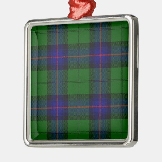 Blaues Grün Armstrong-Clan Tartan kariert Silbernes Ornament (Links)