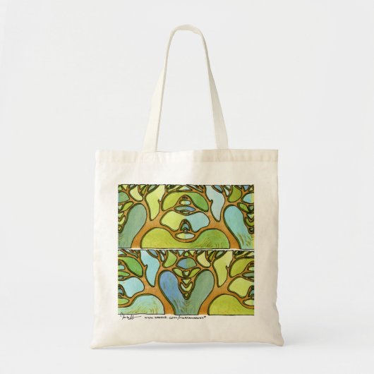 Blaues Grün-Baum-Kunst-Tasche Tragetasche (Vorne)