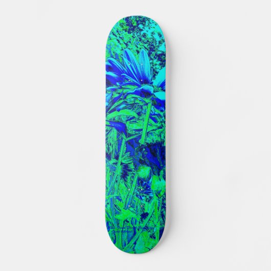 Blaues Grün-Blumenerfahrung Skateboard (Vorderseite)