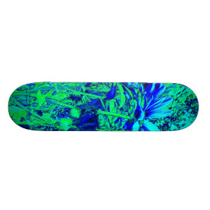 Blaues Grün-Blumenerfahrung Skateboard
