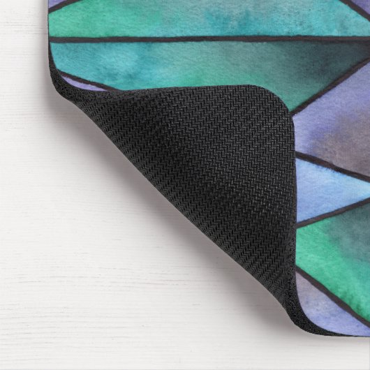 Blaues Grün-Buntglas Mousepad (Ecke)