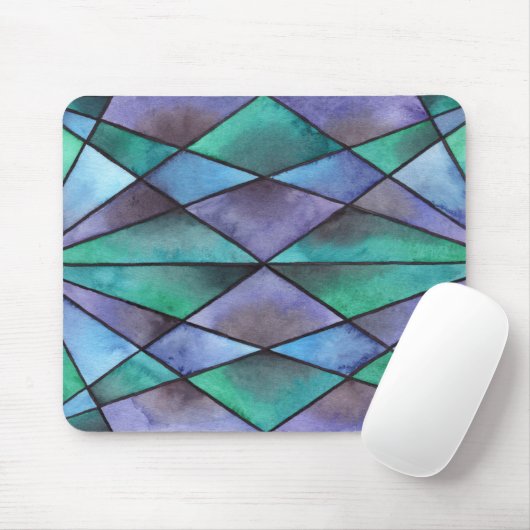 Blaues Grün-Buntglas Mousepad (Mit Mouse)