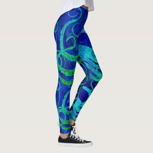 Blaues Grün der Kraken-8 - Leggings (Rechts)