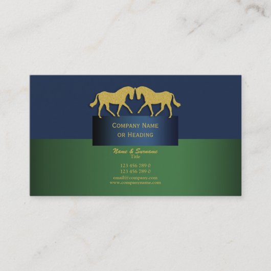 Blaues Grün des Pferdegeschäfts-Marketings Gold Visitenkarte (Vorderseite)