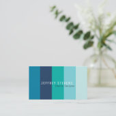 Blaues Grün des vertikalen bunten Streifenmusters Visitenkarte (Stehend Vorderseite)