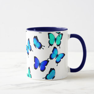 Blaues Grün-Dschungel-Schmetterlings-Tasse Tasse