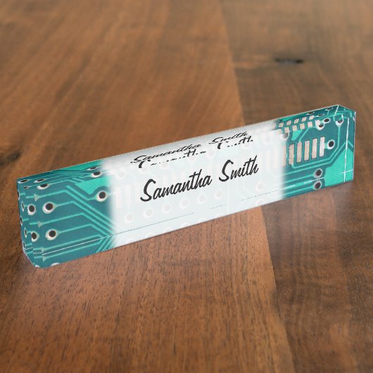 Blaues Grün-Leiterplatte - Elektronik-Fotografie Namensplakette (Seite)