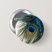 Blaues Grün-lila exotische Pfau-Feder Button (Vorne & Hinten)