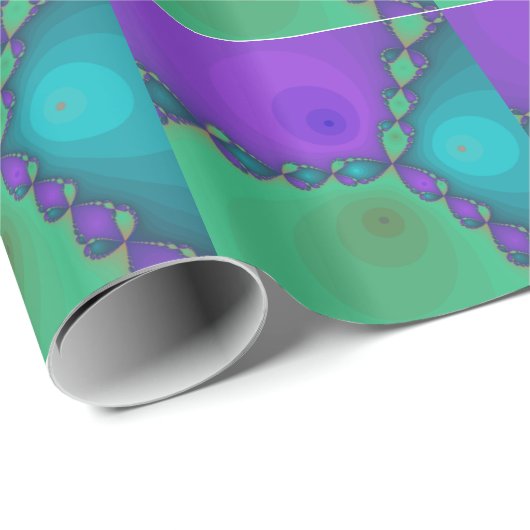 Blaues Grün-lila Fraktal-Verpackungs-Papier Geschenkpapier (Rolleneckpunkt)