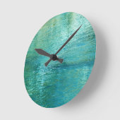 Blaues Grün-Paradies Runde Wanduhr (Winkel)