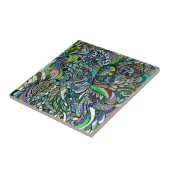 Blaues Grün-Pfau-flippige Paisley-Mehrfarbenkunst Fliese (Seite)