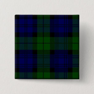 Blaues Grün schwarzen Uhrclan Tartan kariert Button