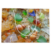 Blaues Grün Seaglass Geschenk sackt Große Geschenktüte (Rückseite)