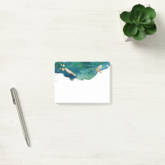 Blaues Grün und GoldSpritzer-Post-It Post-it Klebezettel (Büro)