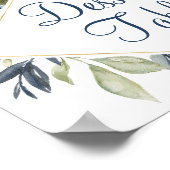 Blaues Grüne goldenes Blattwerk Poster (Ecke)