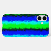 Blaues grünes 3D-Regenbogenmuster Case-Mate iPhone Hülle (Rückseite (Horizontal))