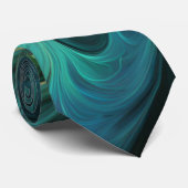 Blaues grünes AI-Fraktal-Muster Krawatte (Gerollt)