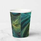 Blaues grünes AI-Fraktal-Muster Pappbecher (Rechts)