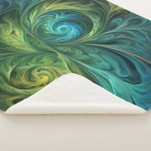 Blaues grünes AI-Fraktal-Muster Sherpadecke (3/4)