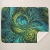 Blaues grünes AI-Fraktal-Muster Sherpadecke (Vorderseite (Horizontal))