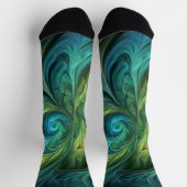 Blaues grünes AI-Fraktal-Muster Socken (Oben)