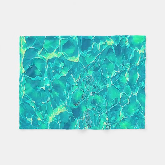 Blaues grünes Aqua-Muster Fleecedecke (Vorderseite (Horizontal))
